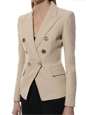 Balmain Monogram Jacquard Double Breasted Jacket